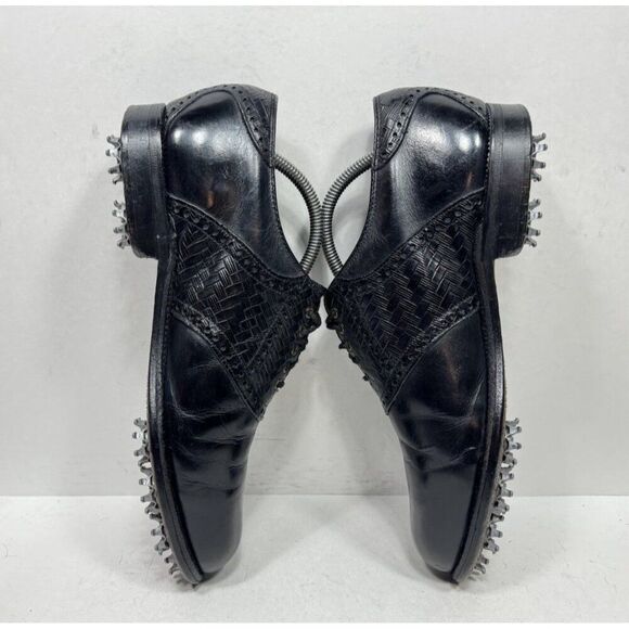 Vintage Footjoy Classics Dry Black Leather Woven Golf Shoes 51472 Mens Sz 9 D - Picture 5 of 8